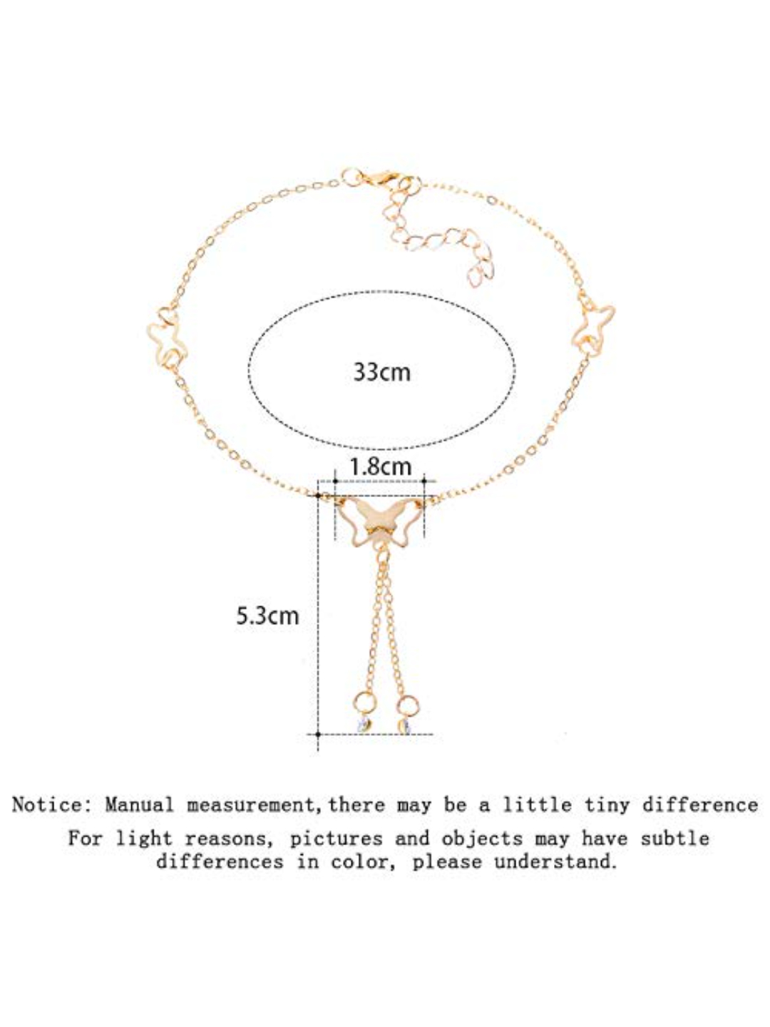 YouBella 18k Rose Gold Plated Butterfly Anklet for Women and Girls